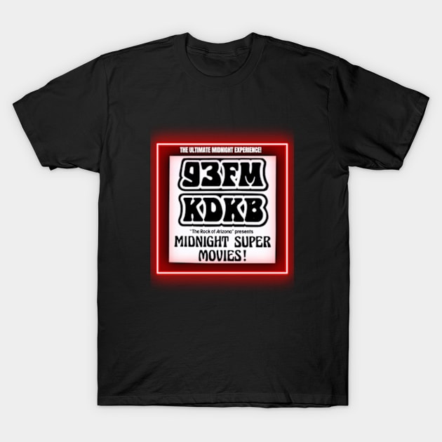 KDKB 93 FM Phoenix Arizona Midnight Movies 1980s T-Shirt by Desert Owl Designs